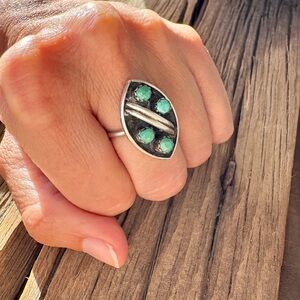 US Native American Vintage Snake Eyes Turquoise. Shadowbox. Fred Harvey Era